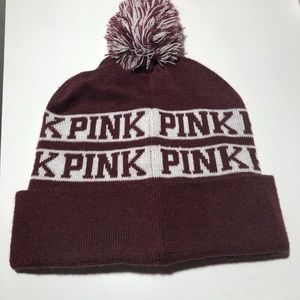 PINK Beanie Hat Woman Wine Color